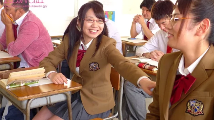 Screenshot 12 from KAWD-679 Class of 40: Full Member Bukkake Classroom Featuring Minami Ikezawa and Kanna Mizuki from KAWAII: Uniform, Swimsuit, Cowgirl, Actress