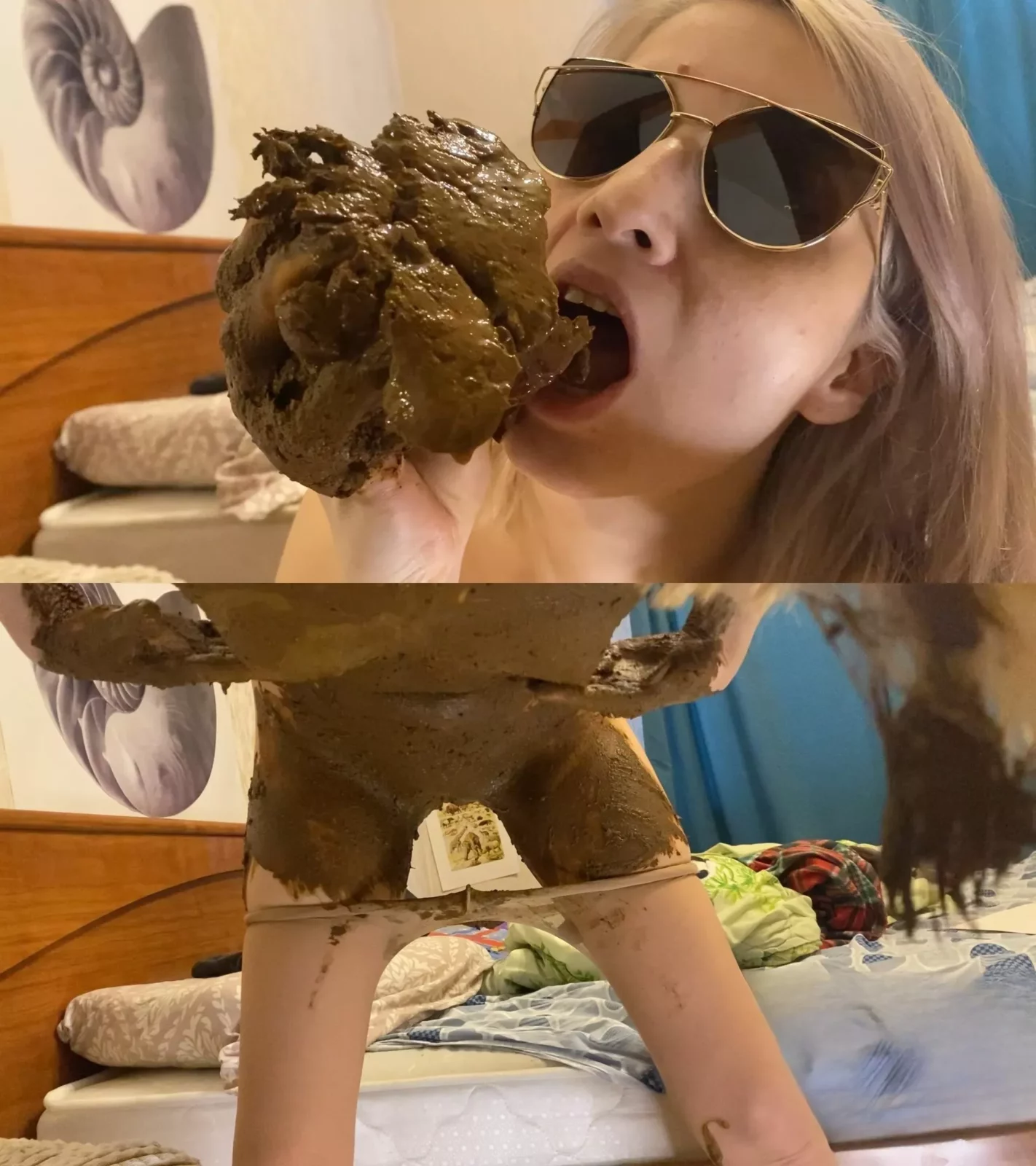 I chew and smear shit, nausea starring in video p00girl April 30, 2022
