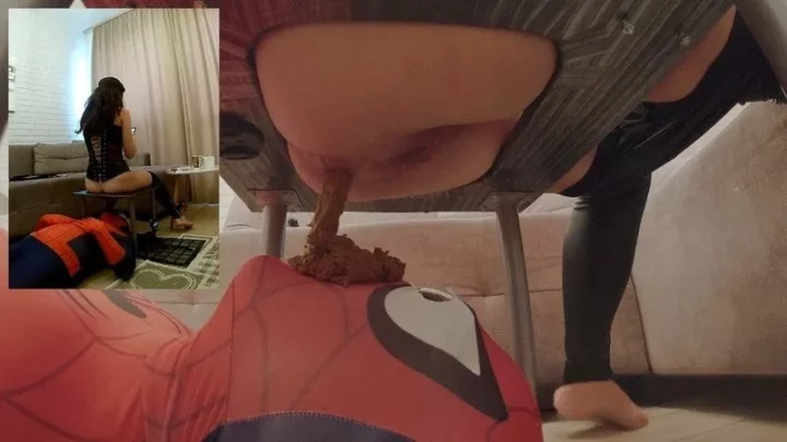 Mistress Anna Day 6 Making Spiderman a full toilet