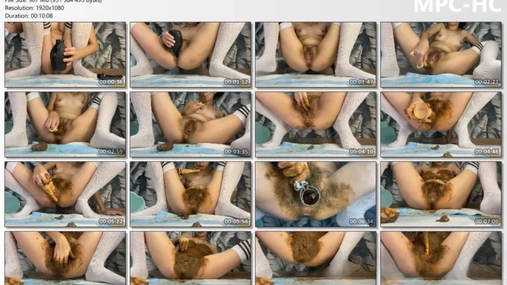 Screenshot 2 from p00girl piss enema and shit play with hairy pussy