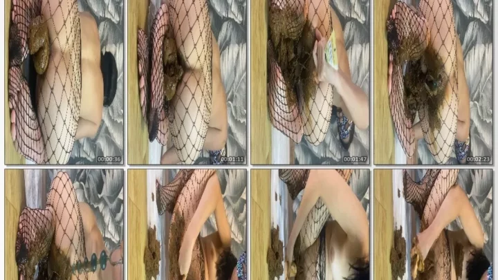 Screenshot 1 from p00girl poop in pantyhose, blowjob, breast smearing, ass and pussy