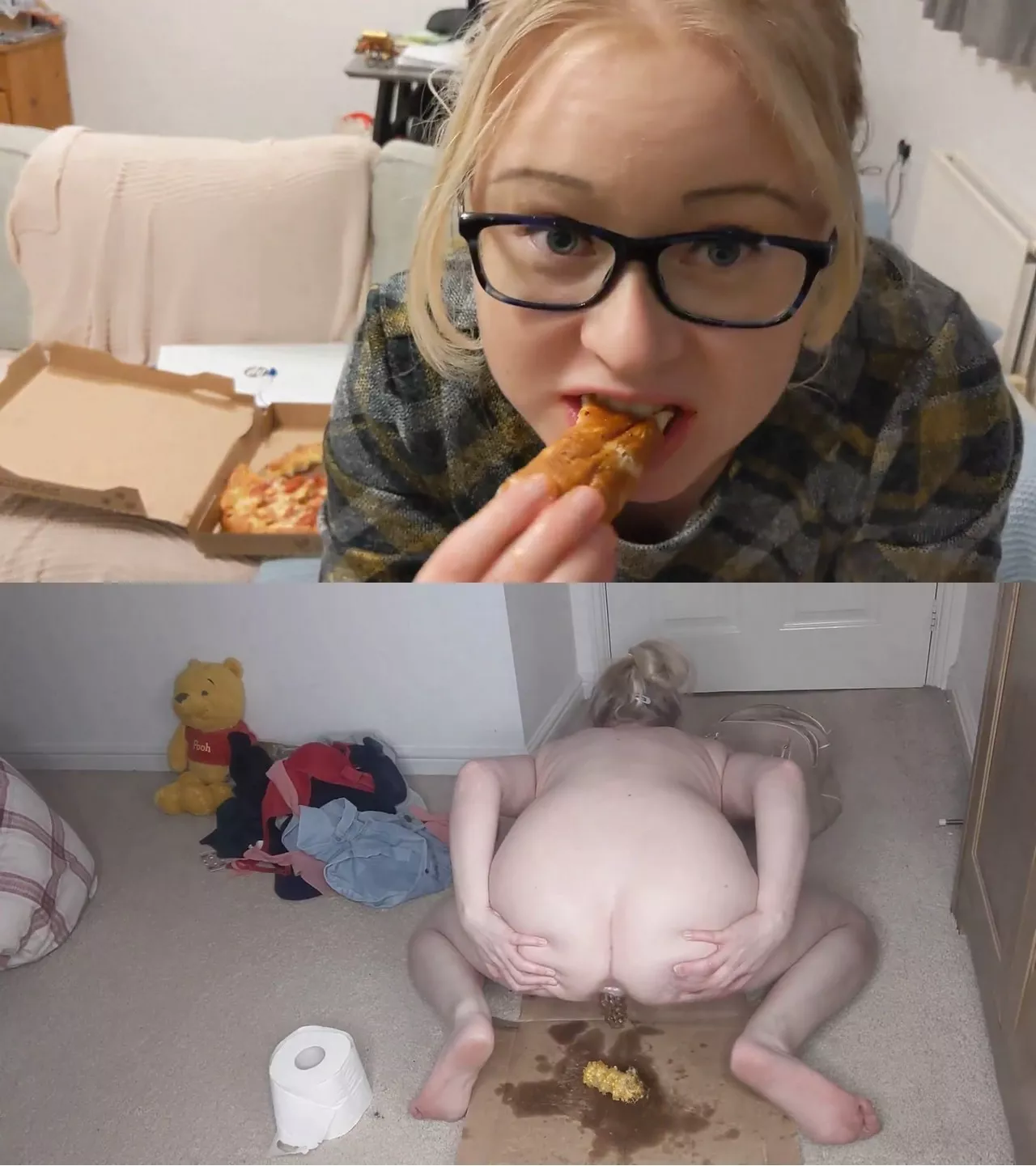 ピザ「ダイン＆ダンプ」主演の動画 PooGirlSofia Pee