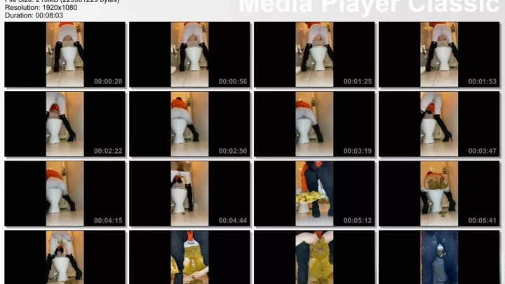 白いレギンスにヒールを履いてうんちをし、動画に出演するファーティング p00girl のスクリーンショット 1