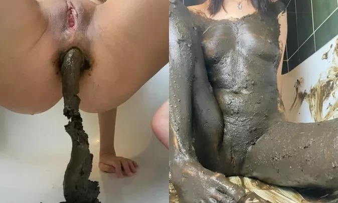 sehr sehr großer schwarzer Haufen und Körper, der p00girl verschmiert